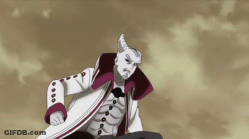 A Drawing Of A Man With Horns And Buttons On His Sleeves GIF
