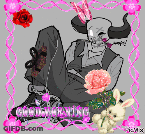 Drawing Of Horned Man Saying Good Morning GIF