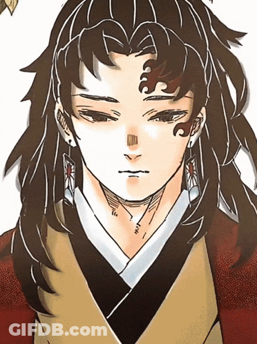 A Drawing Of A Man With Long Hair And Earrings On His Ears GIF