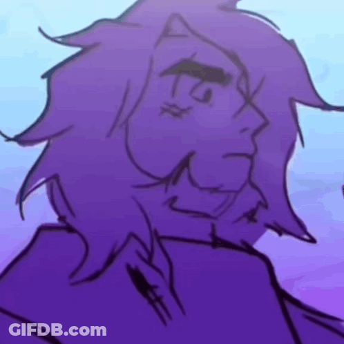 A Drawing Of A Man With Long Purple Hair And A Beard . GIF