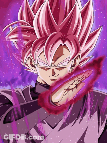 A Drawing Of A Man With Pink Hair And A Purple Background GIF