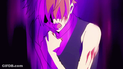 A Drawing Of A Man With Purple Hair And A Purple Background GIF