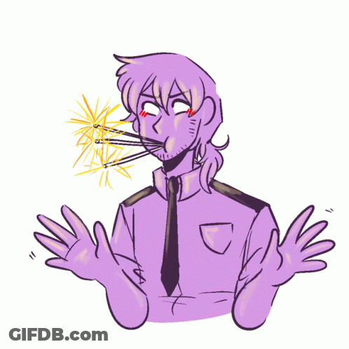 A Drawing Of A Man With Purple Hair And A Tie GIF