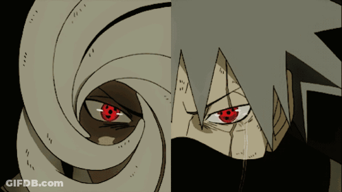 A Drawing Of A Man With Red Eyes And A Mask On His Face GIF