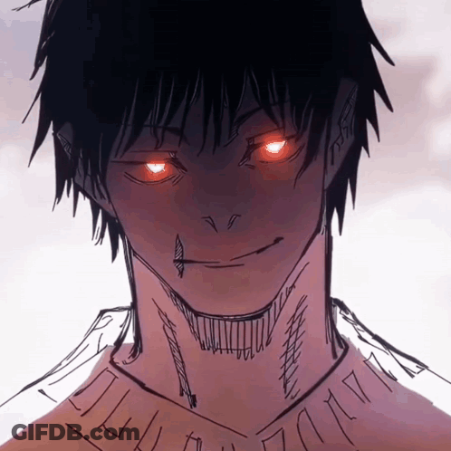 A Drawing Of A Man With Red Eyes GIF