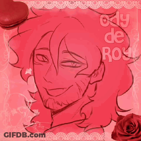 A Drawing Of A Man With Red Hair And The Words Only De Roy On It GIF