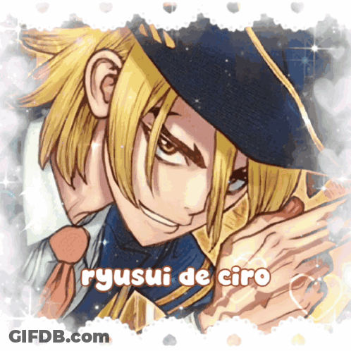 A Drawing Of A Man With The Name Ryusui De Ciro GIF