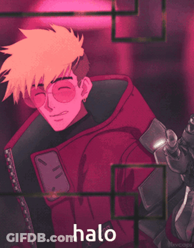 A Drawing Of A Man With The Word Halo On The Bottom Right GIF