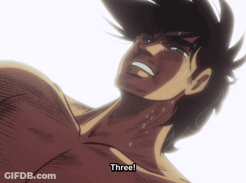 A Drawing Of A Man With The Word Three Written Below Him GIF