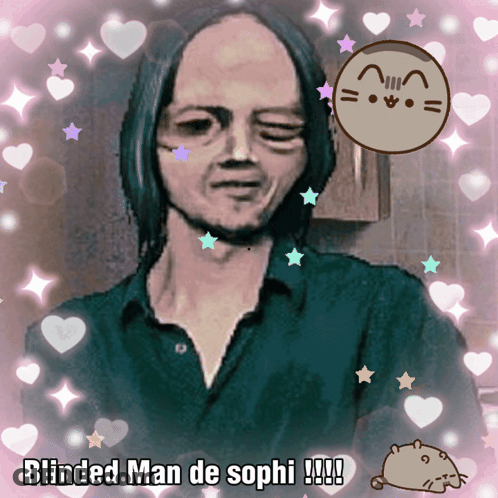 A Drawing Of A Man With The Words Blinded Man De Sophis GIF