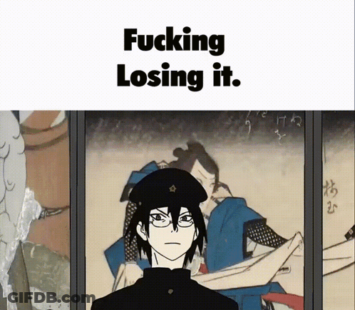 A Drawing Of A Man With The Words Fucking Losing It GIF