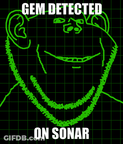 A Drawing Of A Man With The Words " Gem Detected On Sonar " GIF