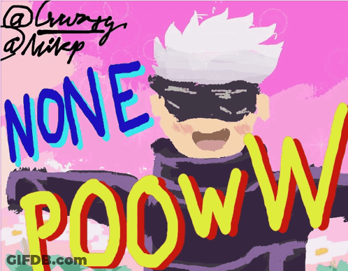 A Drawing Of A Man With The Words " None Pooww " Written On It GIF