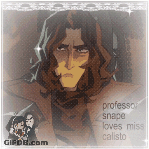 A Drawing Of A Man With The Words Professor Snape Loves Miss Calisto On The Bottom GIF