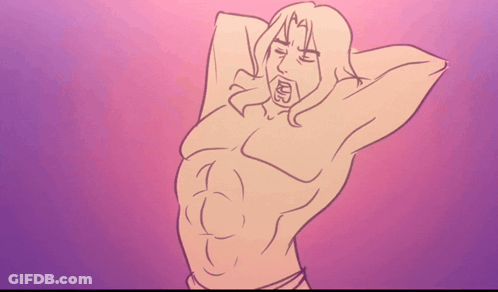 A Drawing Of A Man Without A Shirt On GIF
