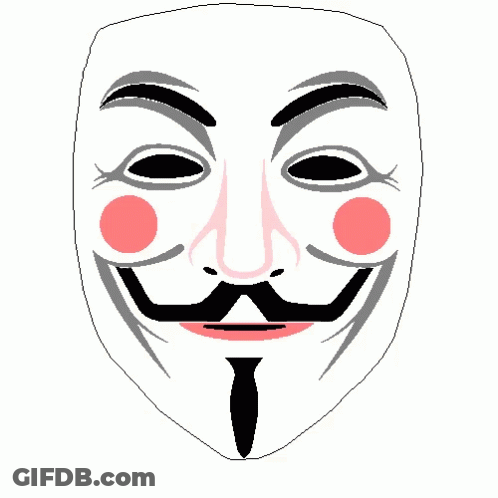 A Drawing Of A Mask With A Mustache And Pink Dots On The Face GIF