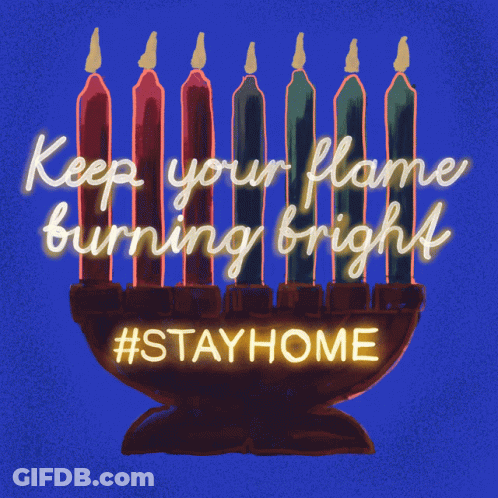 A Drawing Of A Menorah With The Words " Keep Your Flame Burning Bright " GIF