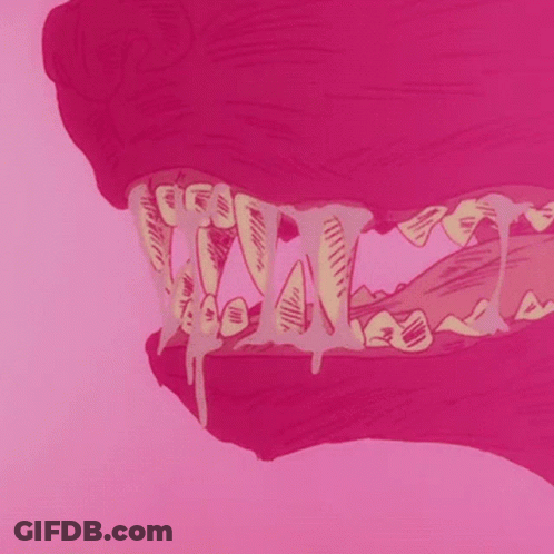 A Drawing Of A Monster 'S Mouth With Teeth Coming Out Of It 'S Mouth GIF
