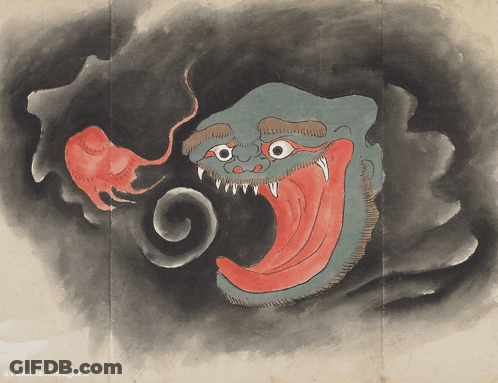 A Drawing Of A Monster With A Long Red Tongue By Pamela Chougne GIF