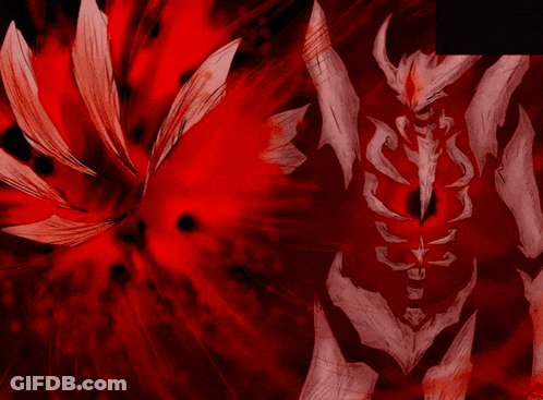 A Drawing Of A Monster With A Red Background And White Wings GIF