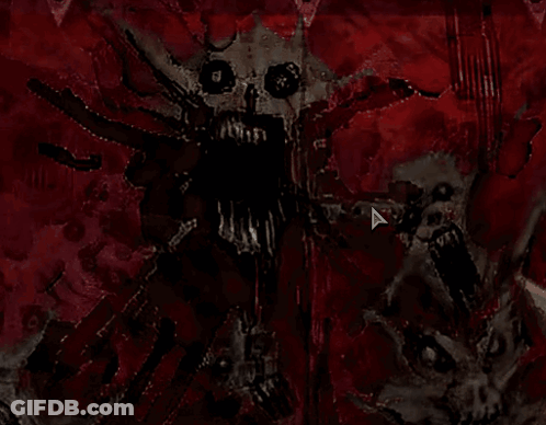 A Drawing Of A Monster With A Red Background GIF