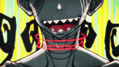 A Drawing Of A Monster With A Red Ring Around Its Neck GIF