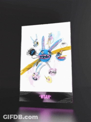 A Drawing Of A Monster With The Word Woah On The Bottom Right GIF