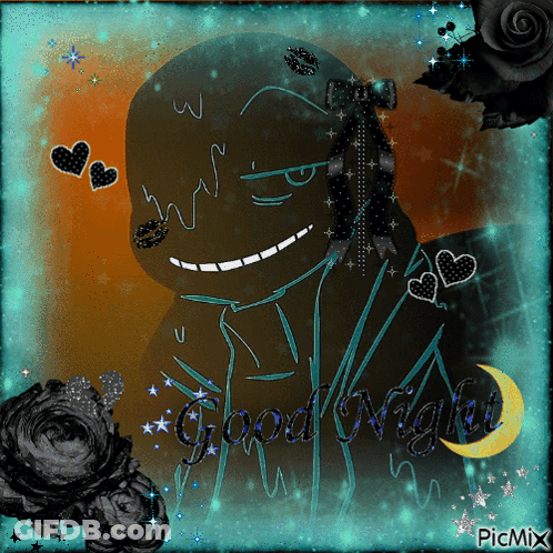 A Drawing Of A Monster With The Words Good Night Written On It GIF