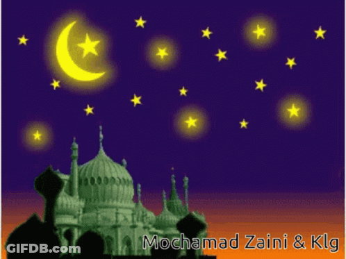 A Drawing Of A Mosque With The Words Happy Eid GIF