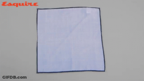 A Drawing Of A Napkin With Esquire Written In Red GIF