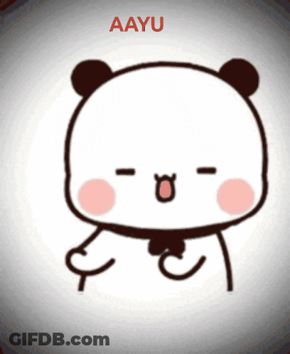 A Drawing Of A Panda Bear With The Name Aayu On The Bottom GIF