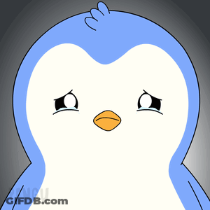 A Drawing Of A Penguin With A Sad Look On His Face GIF