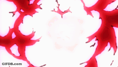 A Drawing Of A Person Flying Through The Air With Red Branches Surrounding Them GIF