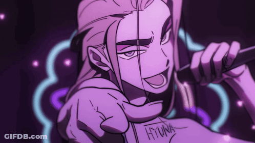 A Drawing Of A Person Holding A Microphone With Hyuna Written On The Front GIF