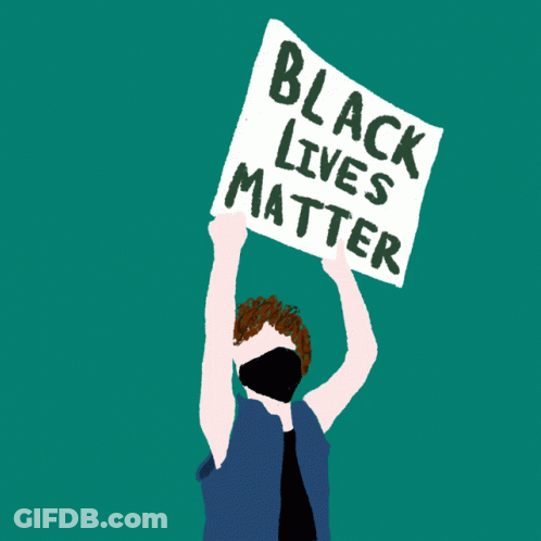 A Drawing Of A Person Holding A Sign That Says Black Lives Matter GIF
