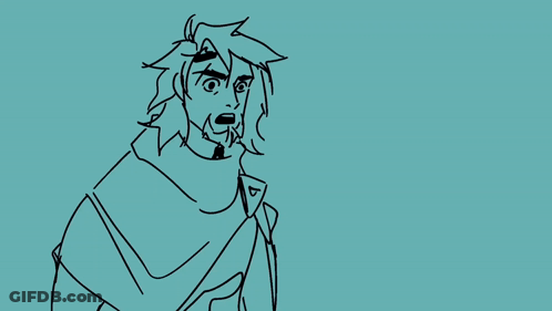 A Drawing Of A Person Holding A Sword And Giving A Peace Sign GIF