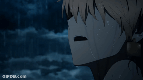 A Drawing Of A Person In The Rain With A Tear Coming Out Of Their Mouth GIF