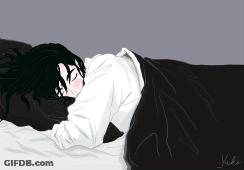 A Drawing Of A Person Laying On A Bed With Yuko Written On The Bottom Right GIF