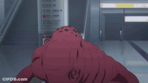 A Drawing Of A Person Laying On A Table With Their Arms Outstretched In A Dark Room GIF