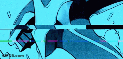 A Drawing Of A Person 'S Face With A Glitch Effect On It GIF