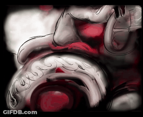A Drawing Of A Person 'S Face With A Red And White Background GIF