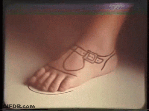 A Drawing Of A Person 'S Foot With A Sandal On It GIF
