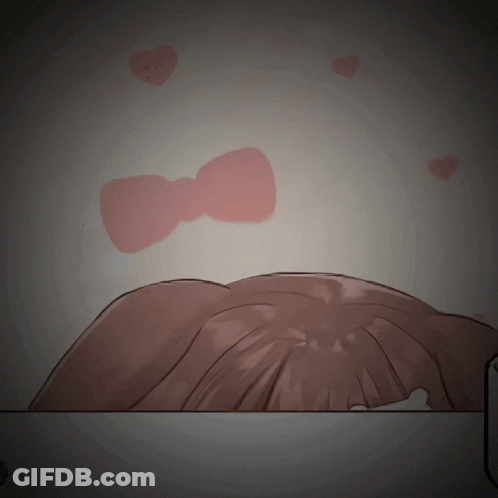 A Drawing Of A Person 'S Head With A Bow And Hearts GIF