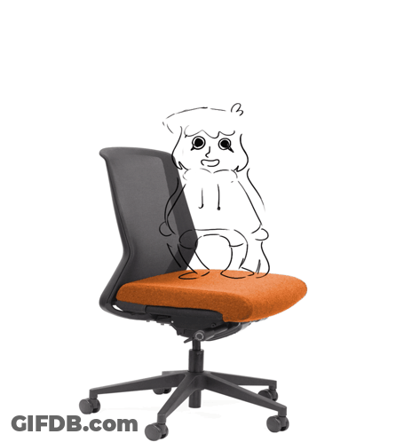 A Drawing Of A Person Sitting On A Chair With An Orange Seat GIF