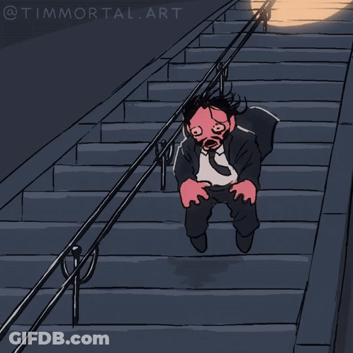 A Drawing Of A Person Sitting On A Set Of Stairs With The Watermark Timmortal Art GIF
