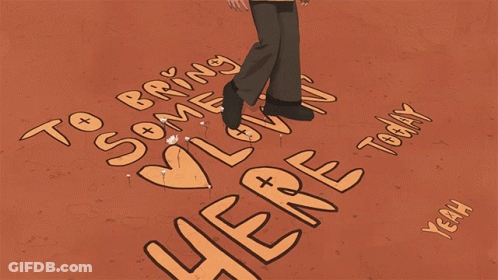 A Drawing Of A Person Standing In Front Of A Sign That Says " Here Yeah " GIF