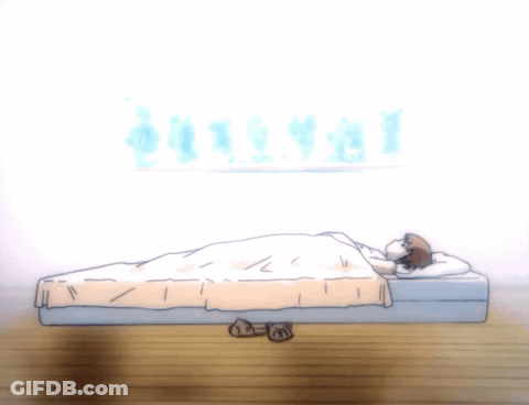 A Drawing Of A Person Standing Next To A Bed GIF