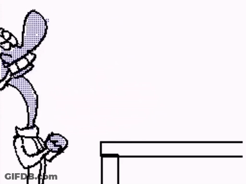 A Drawing Of A Person Standing Next To A Table With A Palm Tree Behind Them GIF