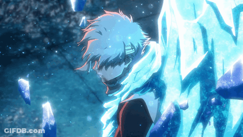 A Drawing Of A Person Surrounded By Blue Ice Blocks GIF