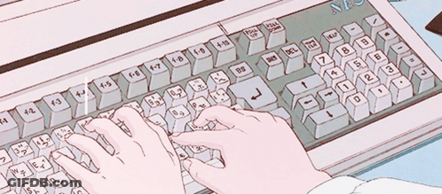 A Drawing Of A Person Typing On A Keyboard With Welco Written On The Bottom GIF